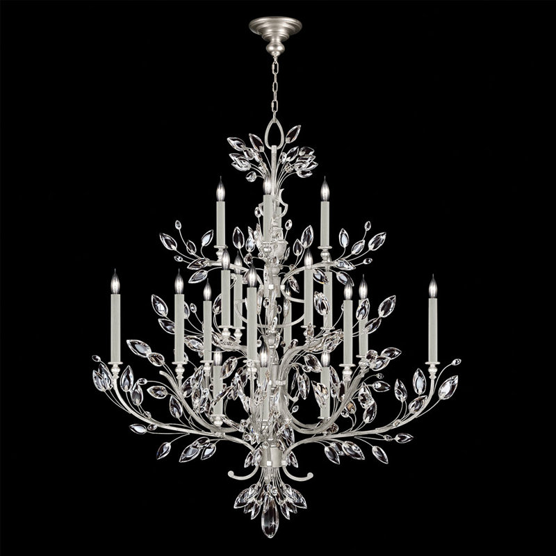 Lustre rond en cristal 57 po Laurel, Argent