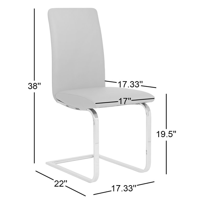 Exylian 19.5'' H Faux Leather Upholstered Side Chair, Black Faux Leather, Chrome