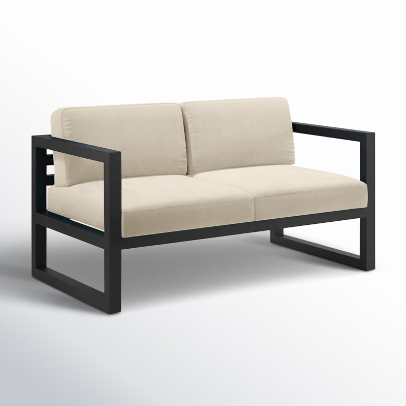 Avion Loveseat - Black, Black, Canvas Flax Sunbrella® Canvas