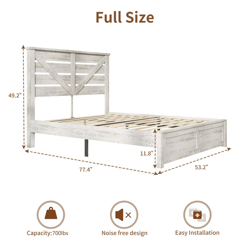 Devaya Panel Bed, White, Full