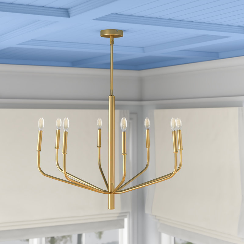 Lustre traditionnel / classique à 8 lumières de style bougie Lambert, Laiton vieilli