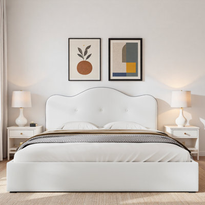 Upholstered Platform Bed With Curved Headboard