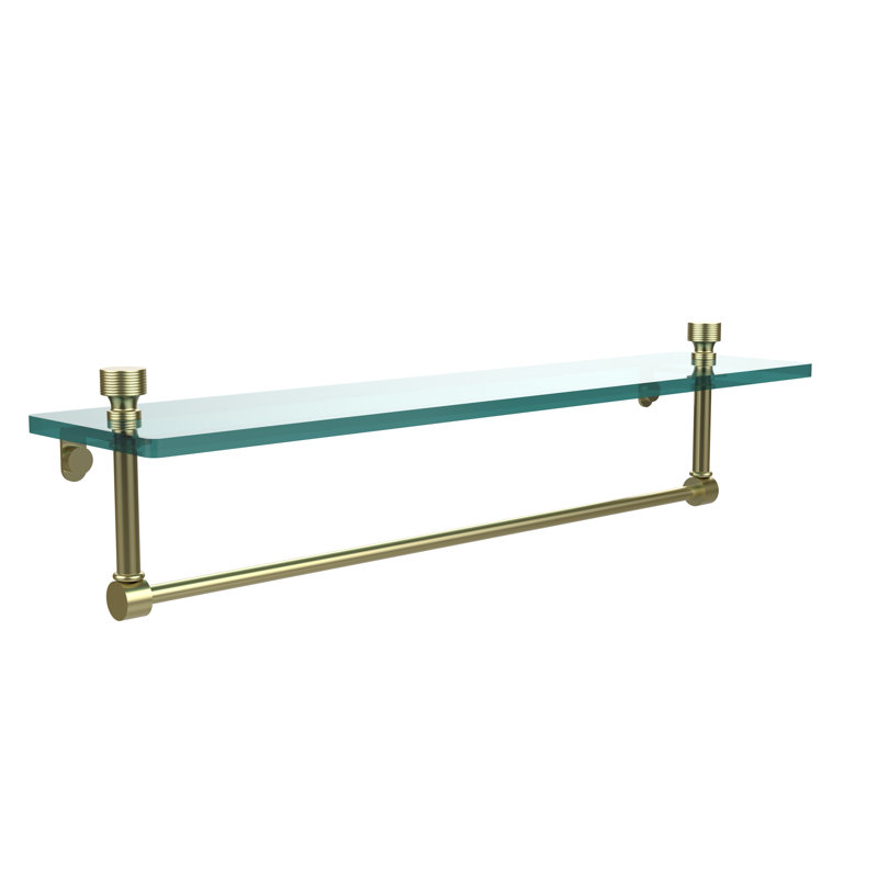 Ballenas Bracket Shelf with Towel Bar, Satin Brass, 5' H x 22' W x 5' D