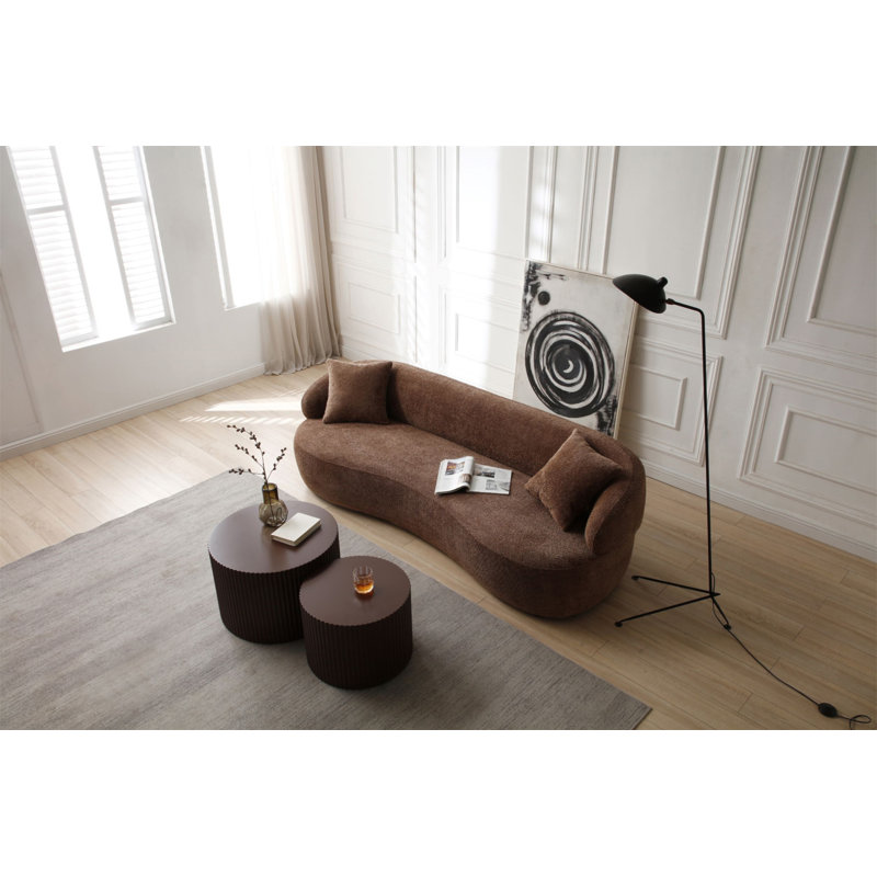 Canapé courbé en tissu Mid-Century, Marron foncé
