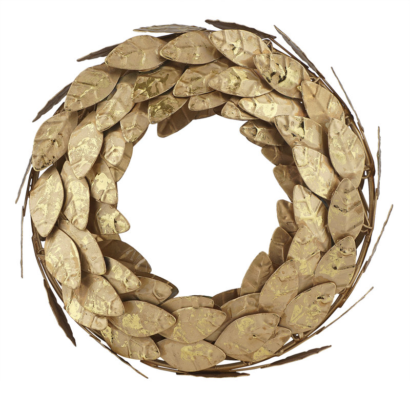 Couronne de feuille de magnolia en métal doré 10 po