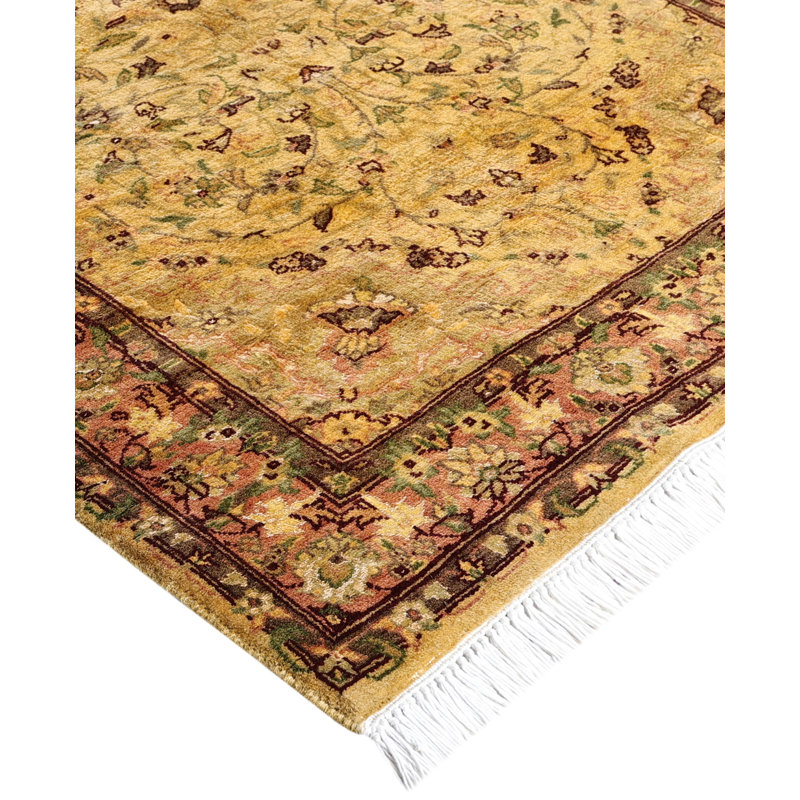 Overdyed Hand-Knotted Wool Modern-Contemporary Yellow Runner 2' 7" x 11' 3"