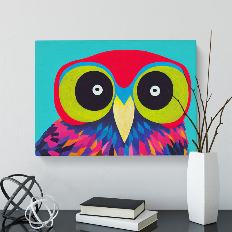 Bold Abstract Owl Vol.1 - Wrapped Canvas, 50cm H x 76cm W x 3cm D