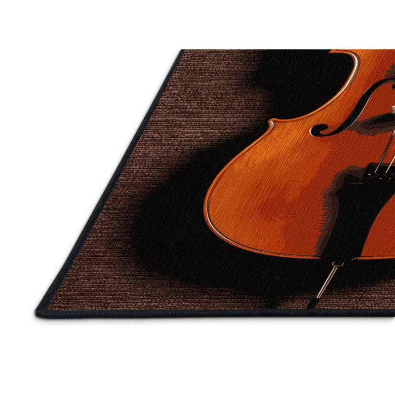 Washable Cello Music Area Rug, Round 5'