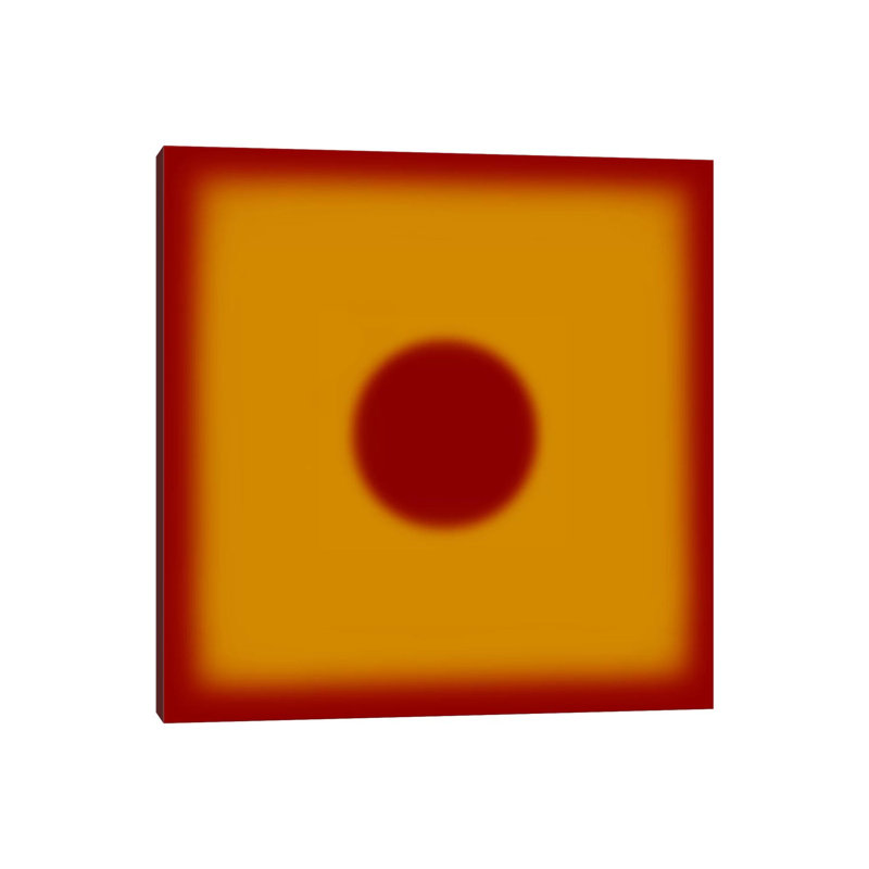 Modern Art- Red Hot Sun by 5by5collective - Wrapped Canvas Square Print, 45.72 cm H x 45.72 cm W