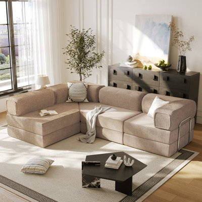 108" L Shaped Couch, Modular Sectional Sofa With Chaise, Cloud Boneless Couch With Deep Seat & Removable Pillow For Living Room, Bedroom, No Assembly