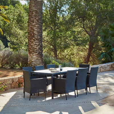 Renfoe 8 - Person Wicker Patio Dining Set with Rectangular Table