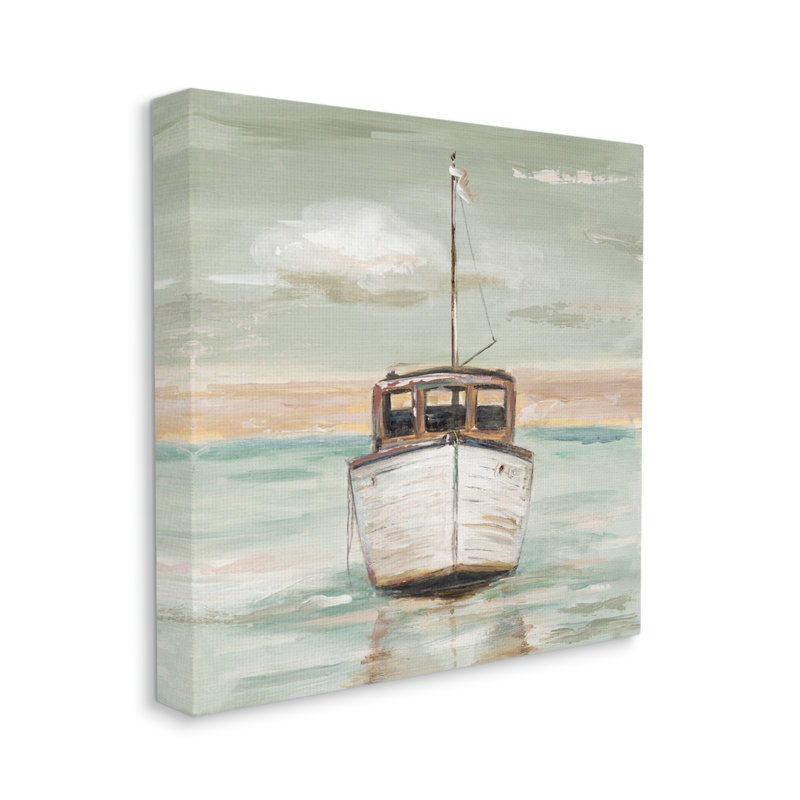 Navire d'eau naviguant dans l'océan, Plaque murale, H 17 po x l 17 po x P 1,5 po