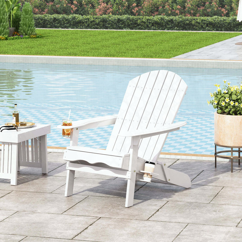 Chaise Adirondack pliante avec porte-gobelets, Blanc