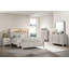 Lit contemporain délavé léger avec tablettes de tête de lit et éclairage, parfait pour les chambres modernes et fonctionnelles-693323847