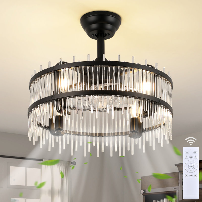 Ventilateur de plafond sans lame 19,7 "en verre à intensité variable avec télécommande et ensemble d'éclairage