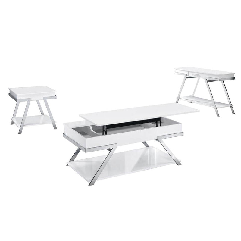 Superbe table avec cadre et console de rangement rectangulaire extérieure brillante
