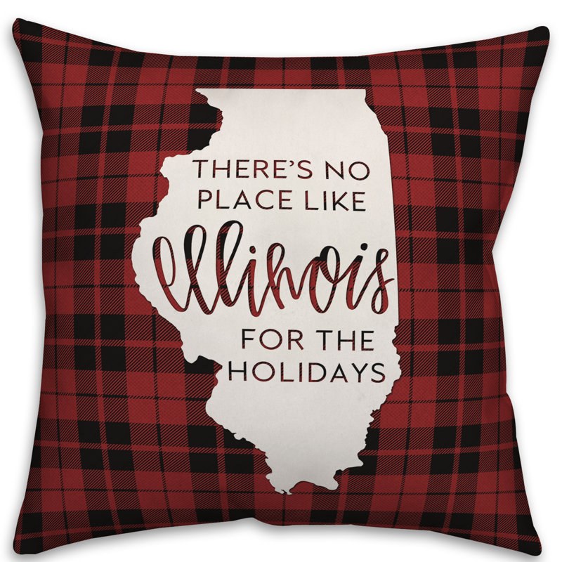  Coussin décoratif Il n'y a pas de place comme chez-soi pour les fêtes, 16 po x 1 po, Illinois