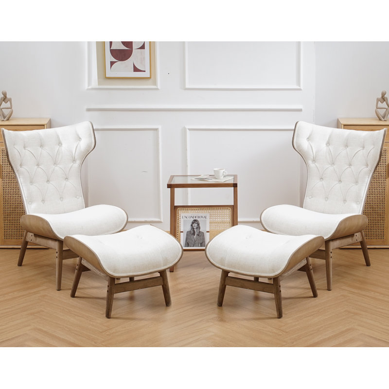 Méridienne rembourrée et repose-pieds Lexey, Polyester beige
