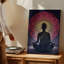 Toile, une silhouette sereine d'une figure assise représentant un art mural méditatif posé sur un grand motif de mandala complexe-291720686