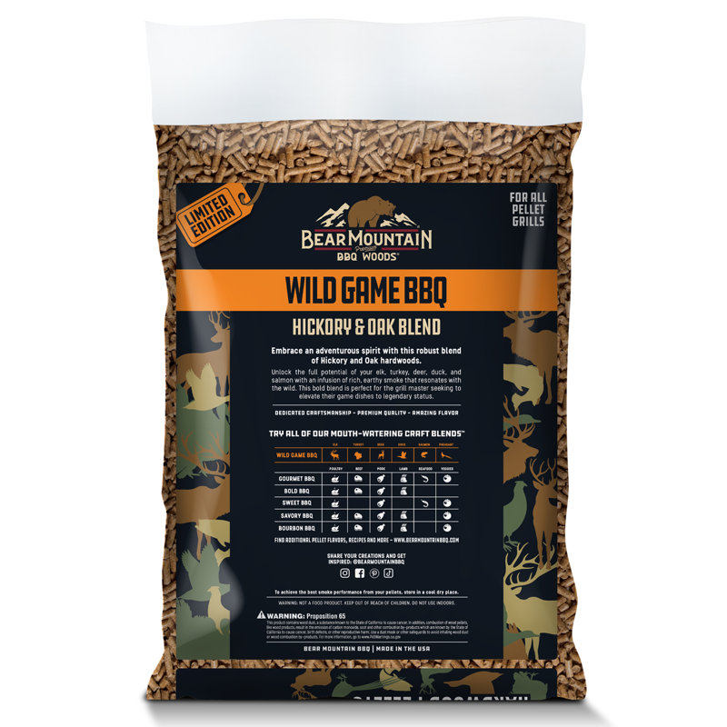 Bear Mountain Wild Game BBQ, Hickory and Oak Blend Smoker Pellets, 20 Pounds