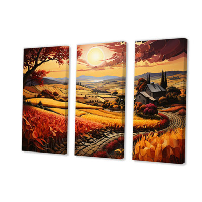 " Countryside Crimson Vineyard Patchwork II "