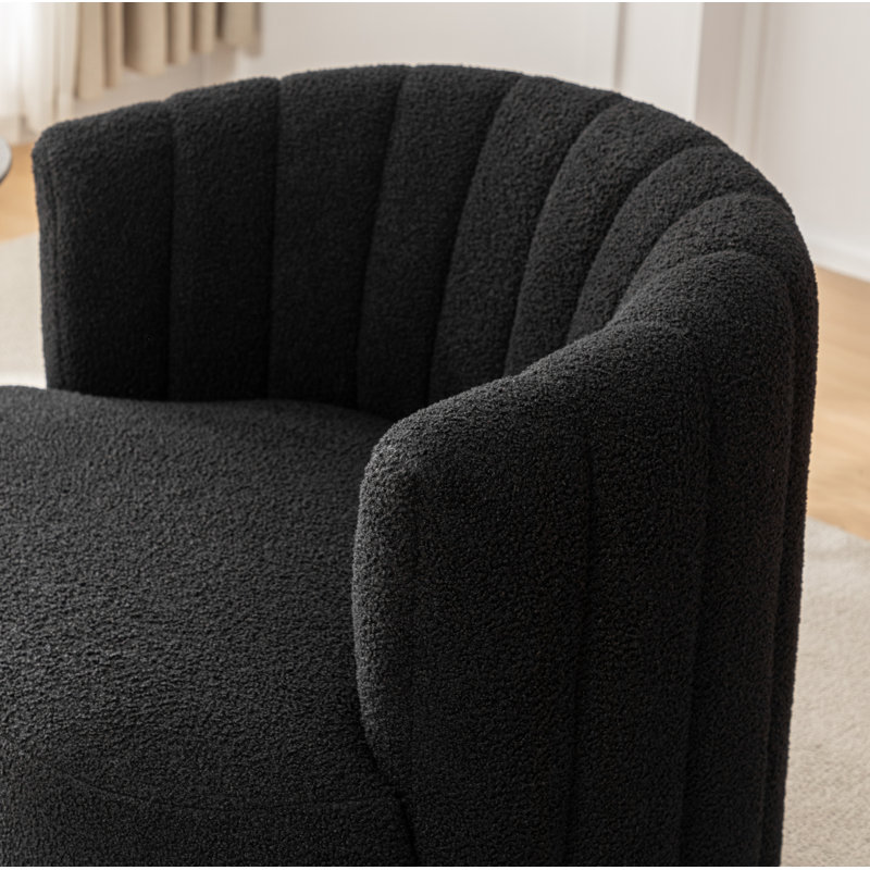 Fauteuil demi-tonneau pivotant rembourré Musaab, Noir