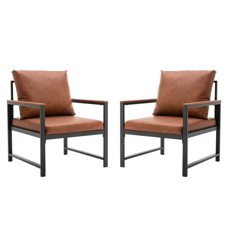 Fauteuil Hochreiter de 29,1 po de largeur avec coussins, Similicuir orange