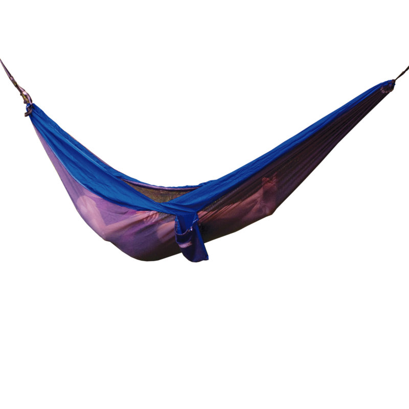 Apisha 1 Person Camping Hammock with Canopy, and Tree Strap,, Navy/Gray