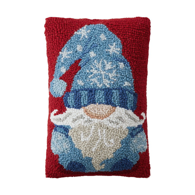 Blue Gnome Petite Size Wool Hook Holiday Pillow