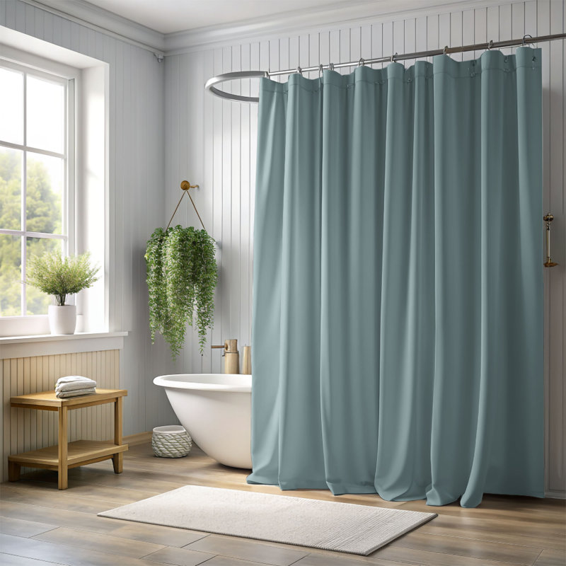 Rideau de douche Sienna Lattice - Premium, H 74 po x l 71 po, Pétales doux bleu poudreux