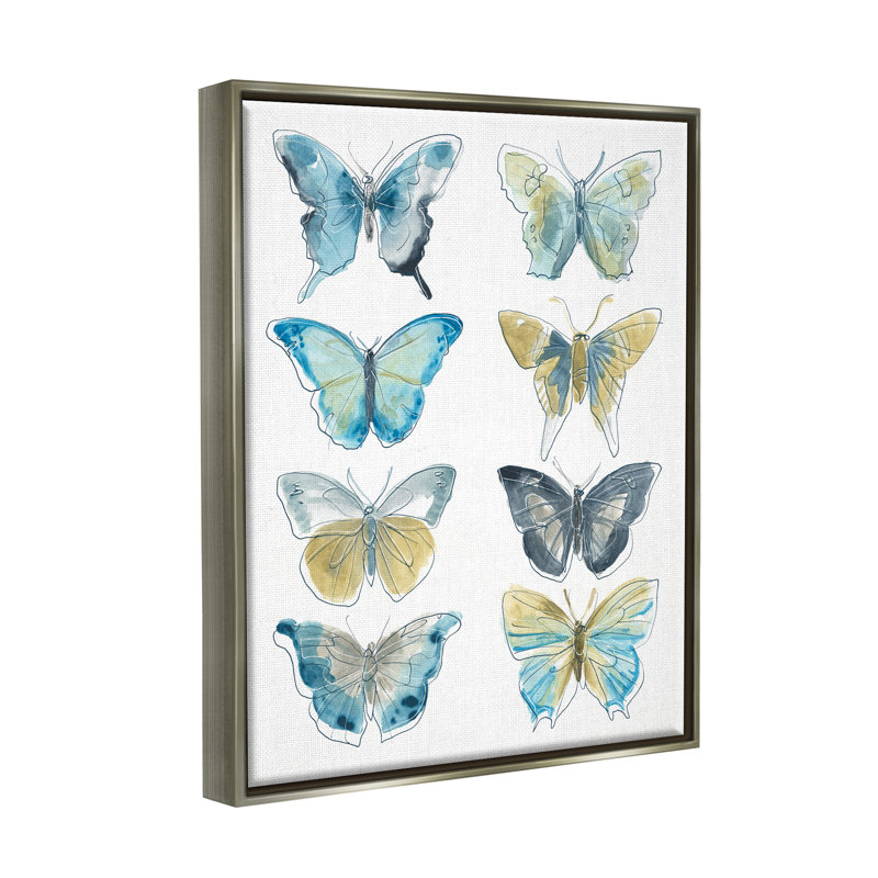 "Varied Butterflies Insect", art mural sur toile flottante par June Erica Vess, H 31 po x l 25 po x P 1,7 po