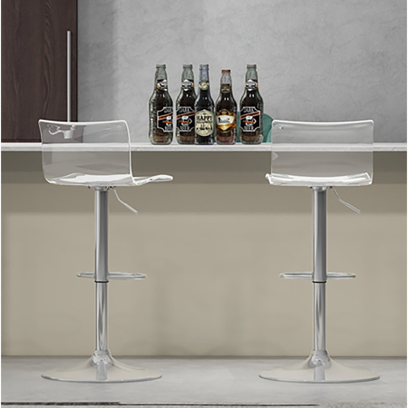 Ensemble de 2 tabourets de bar pivotants en acrylique Airlift, Argent argent