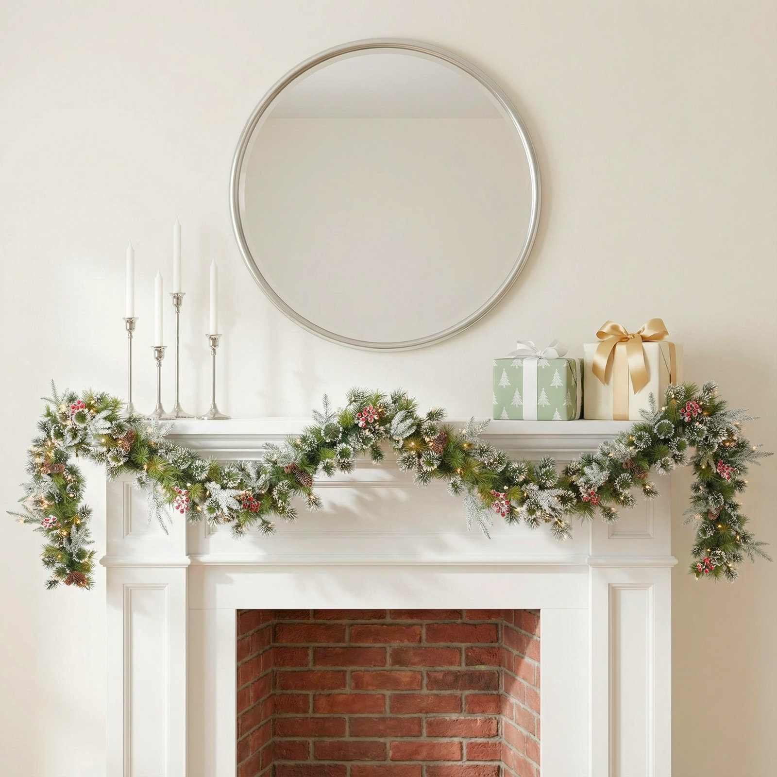 108'' in. Lighted Faux Pinecone Garland