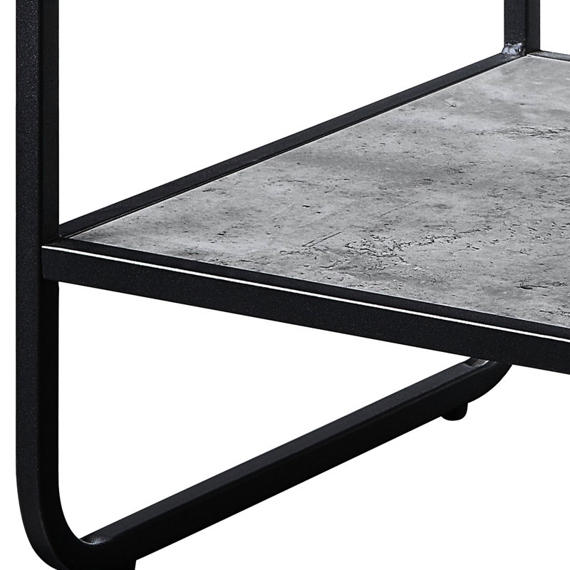 Table de bout en béton gris et noir avec fabrication et matériaux