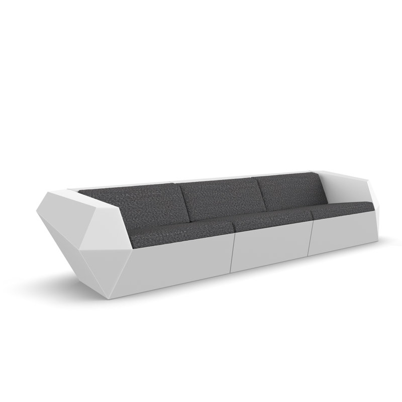 Faz 130.75" Wide Outdoor Patio Sofa with Cushions, White, White