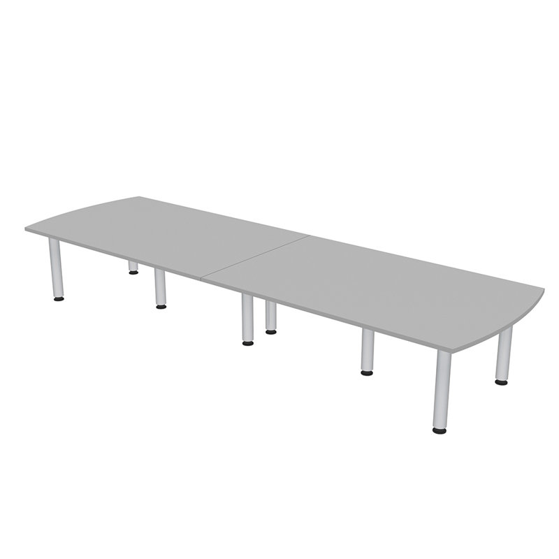 Table de conférence rectangulaire Arc avec pieds, Argent, L 120 po x l 48 po, Brouillard gris