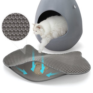 Cat-head Cat Litter Mat, Waterproof Kitty Litter Trapping Mat, Double Layer Mat, Easy To Clean, Dark Grey