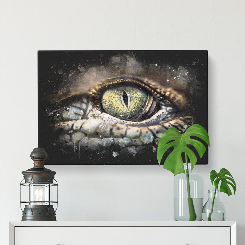 Crocodile Eye - Wrapped Canvas, 50cm H x 76cm W x 3cm D