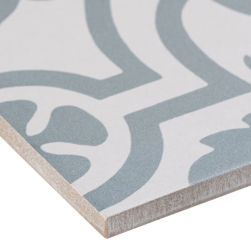 Bliss 8-in. Encaustic Spanish/Moroccan Patterned Matte Porcelain Wall & Floor Tile, Giverny
