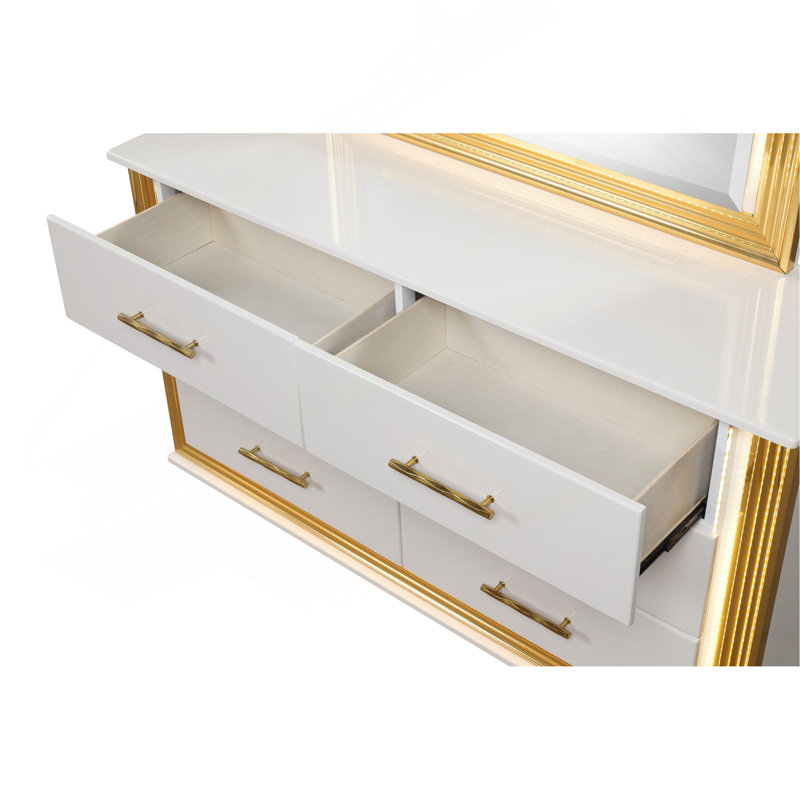 Commode à 6 tiroirs de style contemporain en bois (comprend seulement la commode)