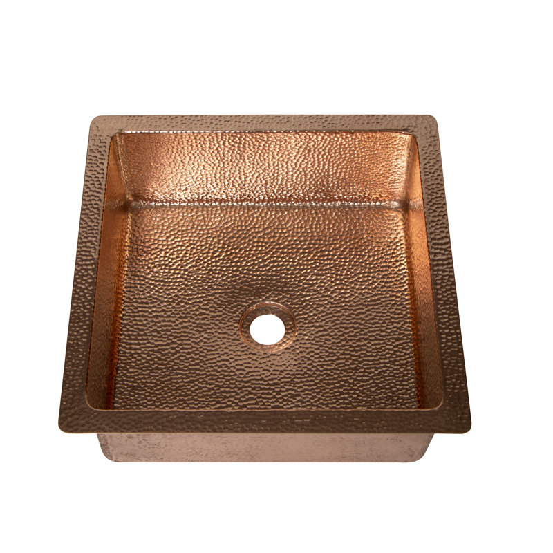 Ambiente 15" Square Copper Bathroom Sink – Hammered Bath Sink, Drop-In or Undermount Sinks, Compact Vessel Sinks, Handcrafted Copper Vanity Sink, Premium Bathroom Sinks, Stylish Wash Basin