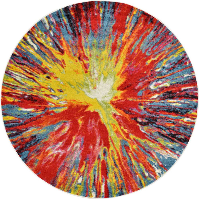Tanguay Abstract Indoor Rug, Round 6'