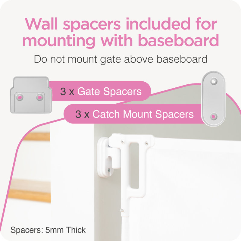 White Retractable Baby Gate with Plastic and Fabric