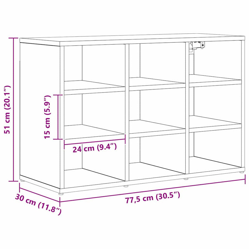Shoe Cabinet, Artisan Oak
