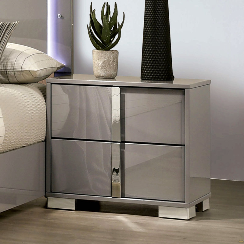 Table de chevet 1pc, Taupe