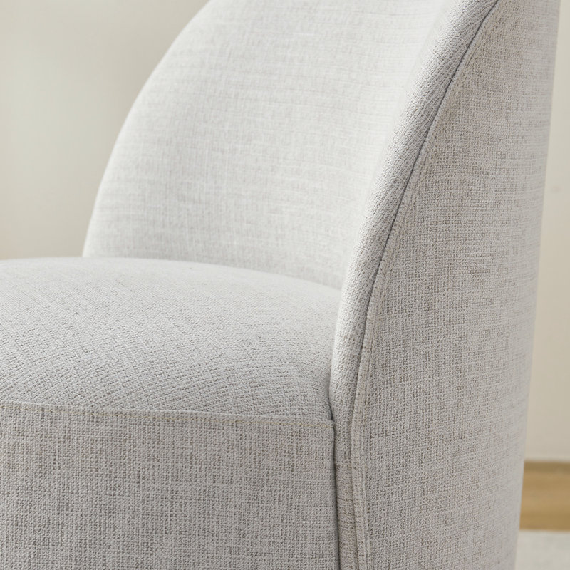 Upholstered Fully Assembled Swivel Dining Chair, Linen Oatmeal Gray
