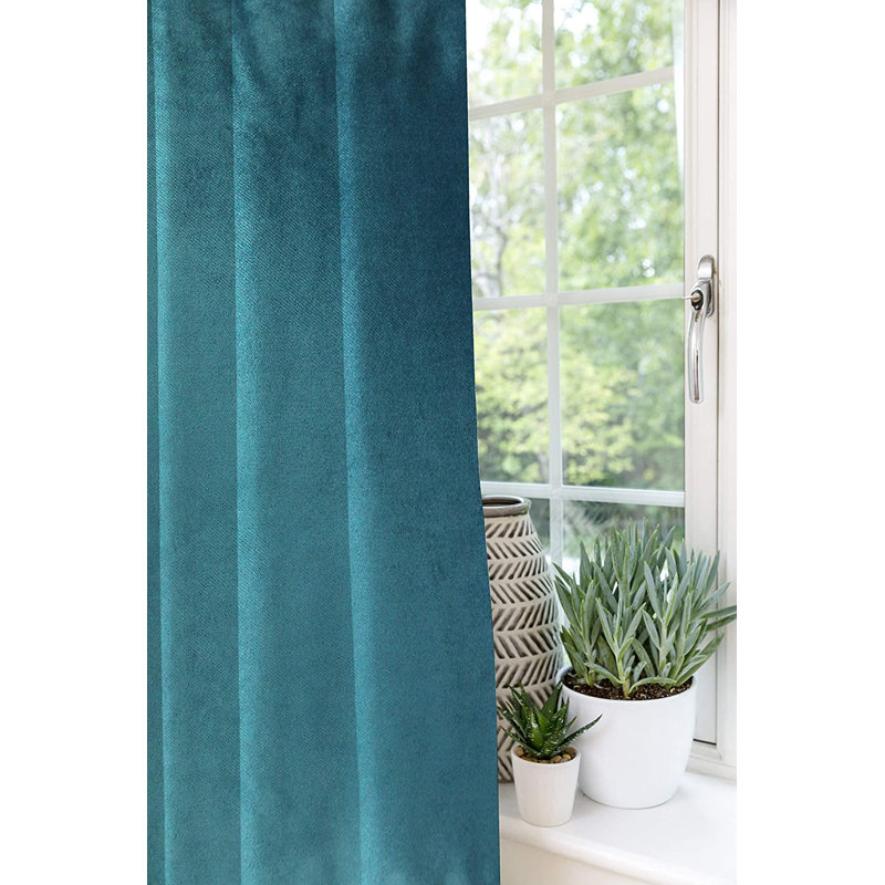 Delavega Blackout Curtains / Drapes Pair, Width 228 x Drop 182cm, Teal