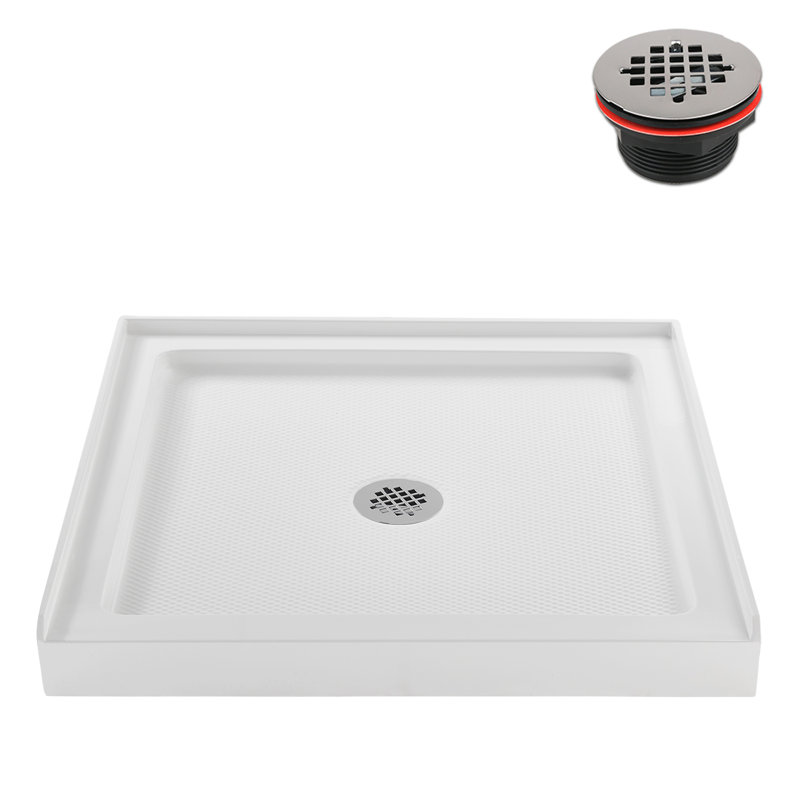 36" W x 36" D Square Acrylic Shower Base, Drain Included