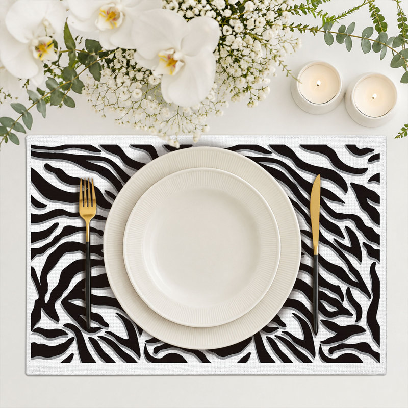 4-Piece Polyester Rectangle Dining Table Placemat