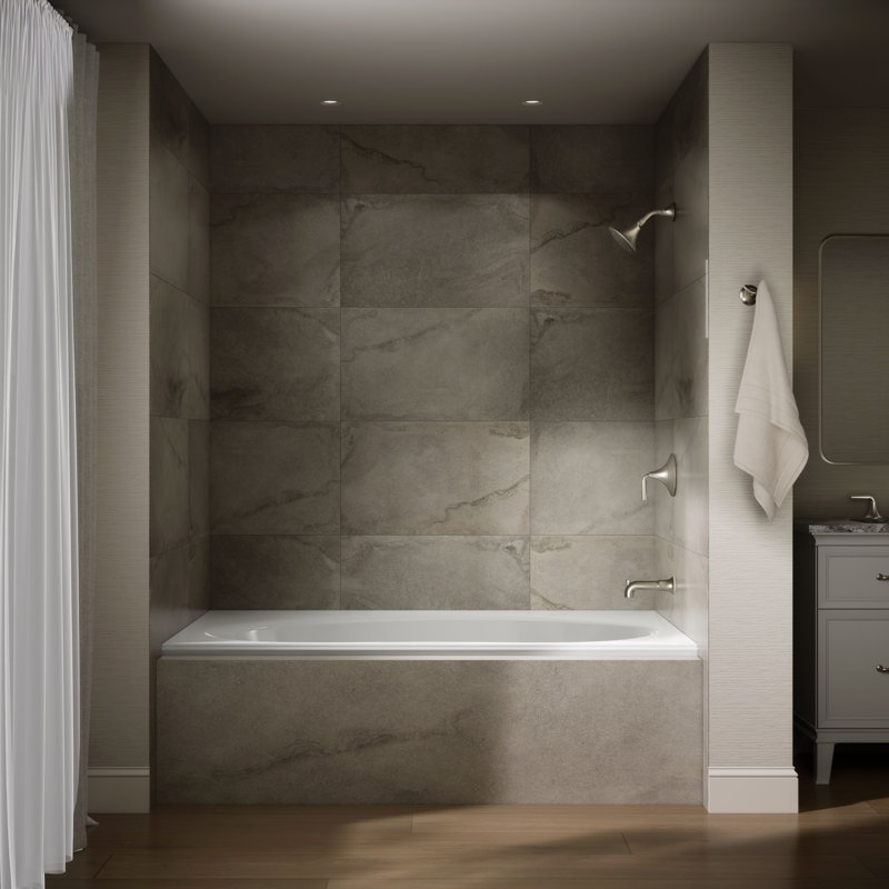 Windward 72" x 42" Drop In Soaking Bathtub, Right, White